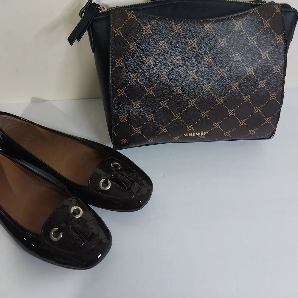 NINE WEST Dark Brown and Cream Color Women's Bag
